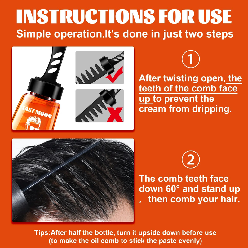 2 In 1 Wash With Wide Men Long Lasting Oil Hair Styling Cream Liquid Fluffy Comb 100Ml_voghion.com