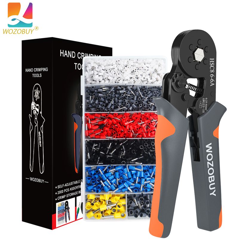 100pcs Mini Crimping Plier Boxed VE Insulated Terminal Electrical Kit Tubular Cable Wire Connector_voghion.com