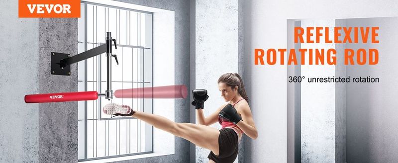 VEVOR Wall Mount Boxing Spinning Bar, Adjustable Punching Spinning Bar, Boxing Speed Trainer With Gloves, Red Reflex Boxing Bar, Boxing Training Equipment For Kickboxing, MMA, Stress Relief & Fitness_voghion.com