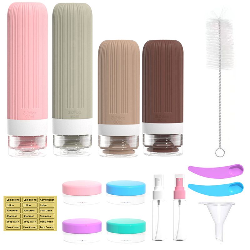 Neu Set Silikon Shampoo Dusche Gel Lagerung Tragbare Reise Abgabe Flaschen_voghion.com