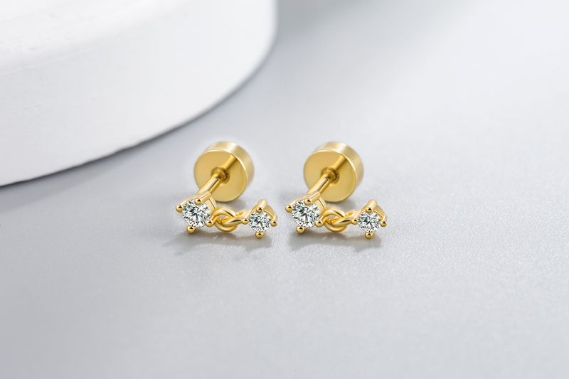 Gold color 8A zircon earrings screw ear bone studs exquisite small nose bone studs_voghion.com