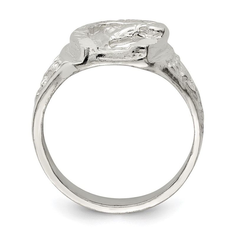 Sterling Silver Horseshoe With Horse Head Ring_voghion.com