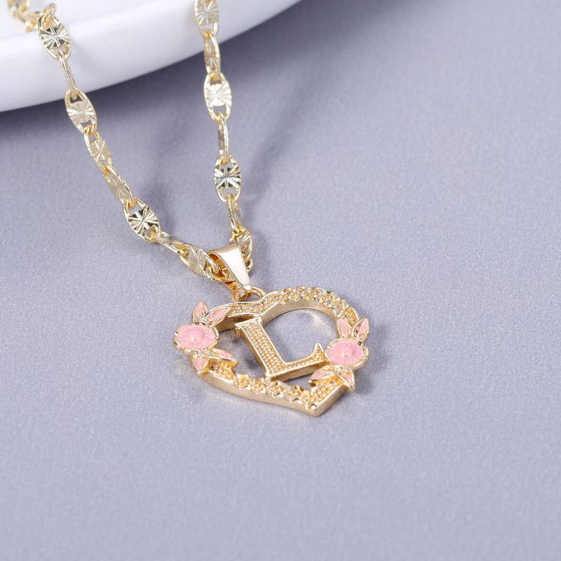 2025 New Arrivals GOLD PLATED CUSTOMIZED HEART FLOWER INITIAL LETTER PENDANT WITH FIGARO CHAIN 24" 4MM Name Necklace Heart Valentines Day_voghion.com