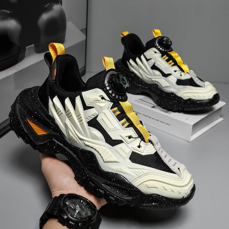 Men's with high aesthetic value, new casual versatile couple shoes, rotating button mecha combat boots, shock-absorbing_voghion.com