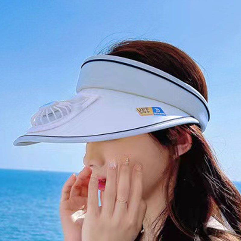 USB Rechargeable Fan Hat With UPF50+ Sun Protection - Unisex Outdoor Cooling Visor For Summer Lightweight Breathable Sun Hat With Built-in Fan_voghion.com