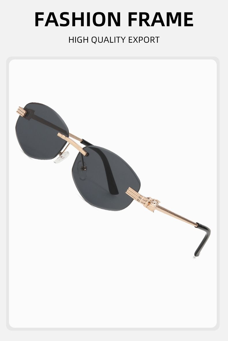 Uued raamita metallraamiga ühekiirelised ebakorrapärased nurga all olevad ovaalsed päikeseprillid päikesekaitseprillid T1174_voghion.com
