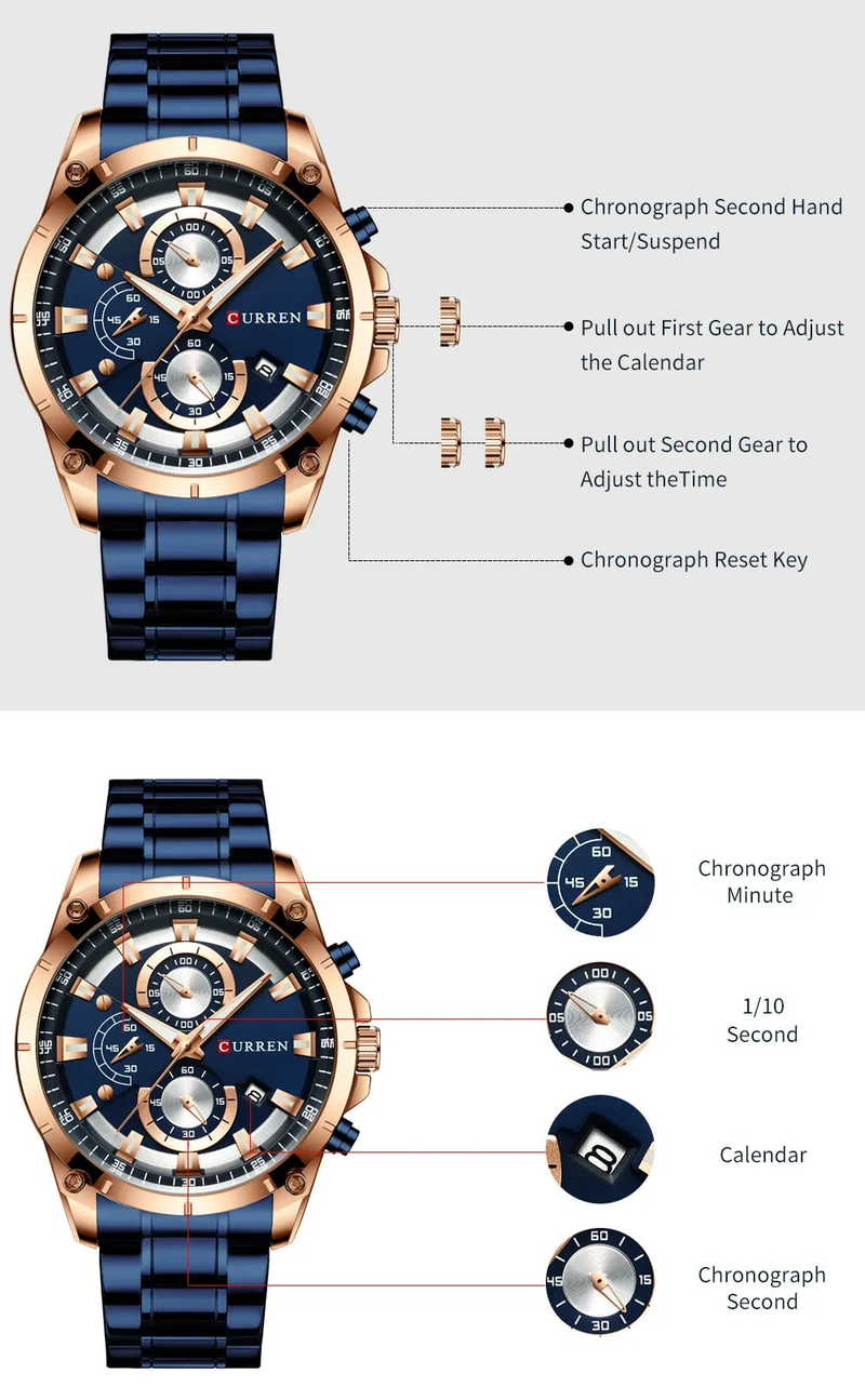 CURREN Mens Watches Fashion Top Brand Luxury Business Automatic Date Watch Men Casual Waterproof Watch Relogio Masculino+Box_voghion.com