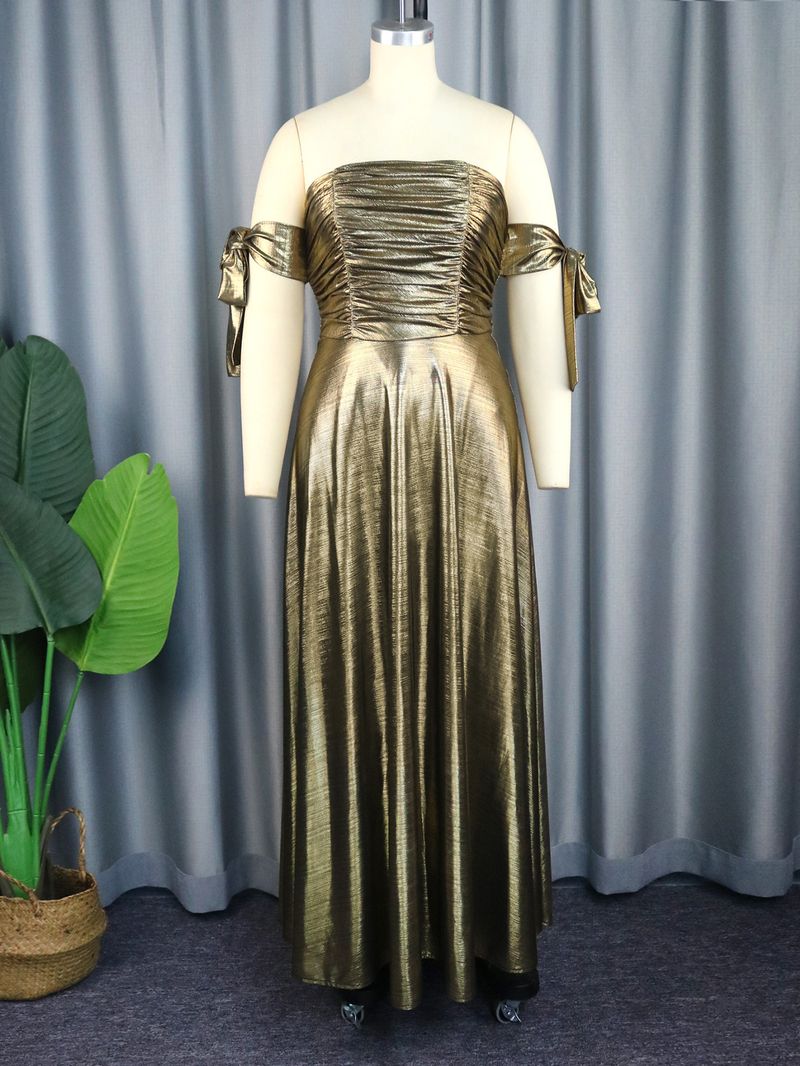 Women's sexy tube top sleeveless dress Luxury hot stamping lace pleated skirt dresses_voghion.com
