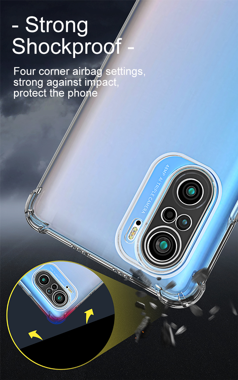 Xiaomi Redmi Note 11 10 9 8 11T 10T 10S 9S 8T için Darbeye Dayanıklı Silikon Telefon Kılıfı Şeffaf Yumuşak Kılıf_voghion.com