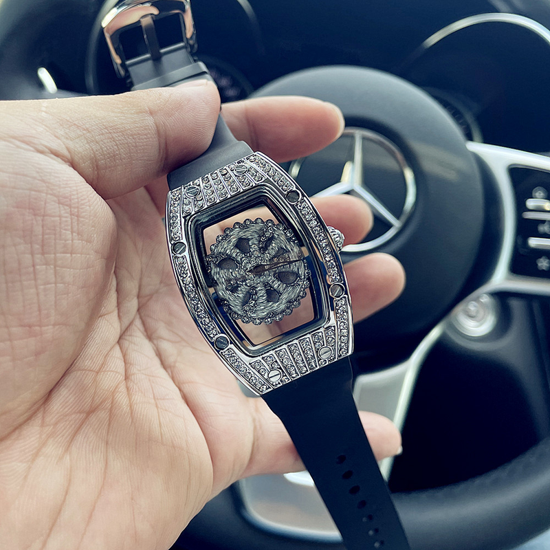 Jiudou Wanghong Shi Lai Yun Neue Damenmode Diamant Set Silikonband wasserdichte Uhr_voghion.com