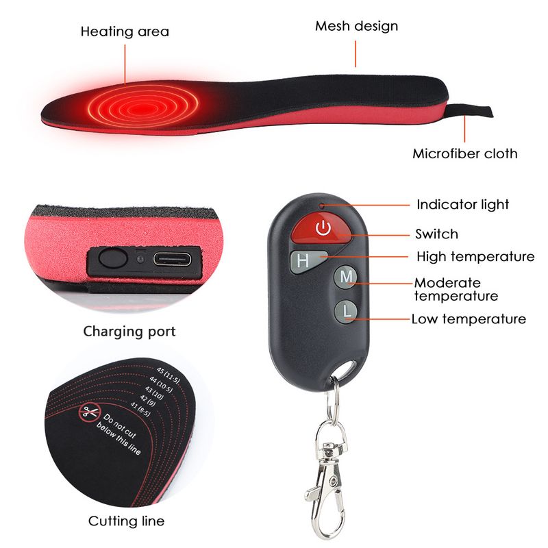 Heating are feasible for outdoor walking in winter. Warm feet, electric insoles, three speed temperature control,_voghion.com