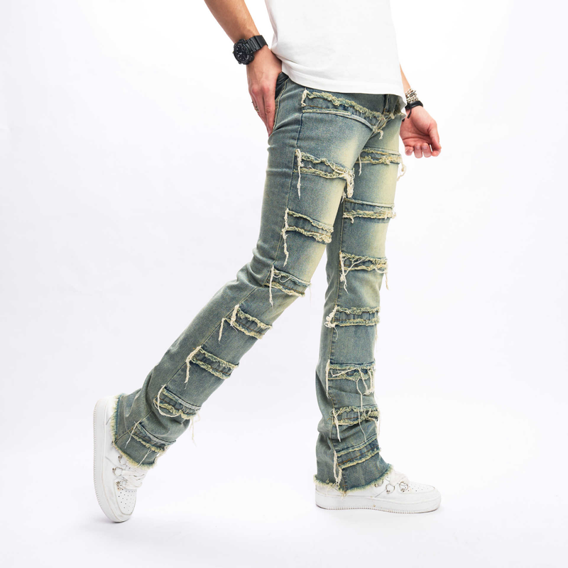 Erkek Giyim 2024 erkek yeni slim fit çizme paça pantolon erkek hip hop sokak erkek kot pantolon_voghion.com