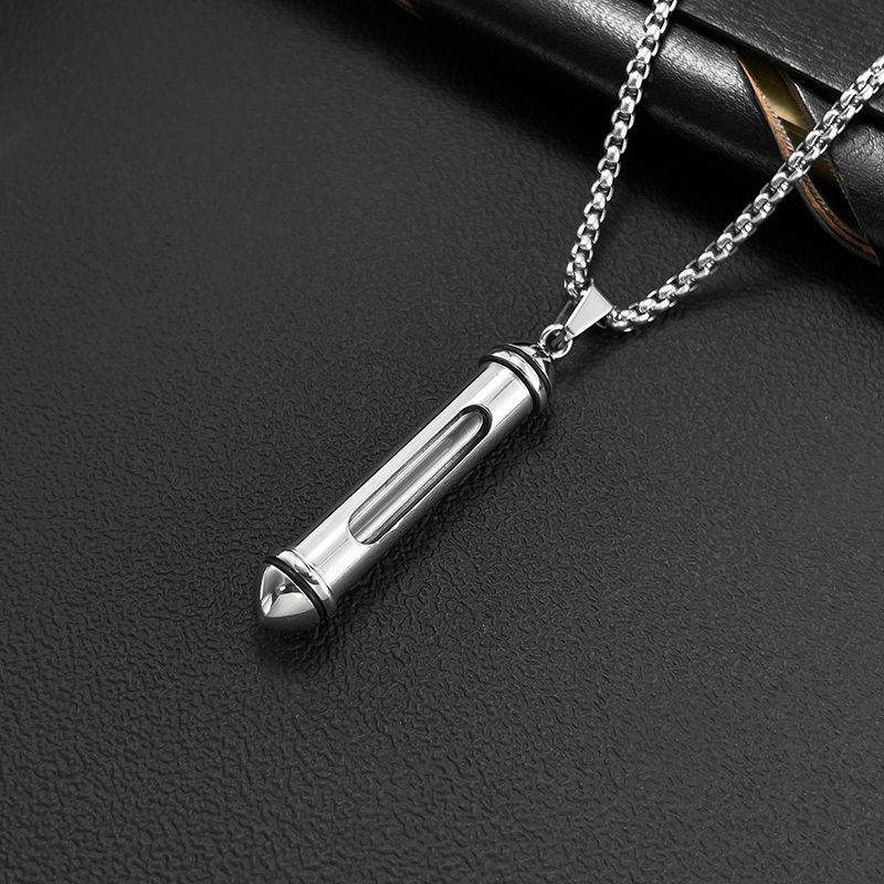 Mode Personlighet Parfymflaska Hängsmycken Trendigt All Match Minnesdjur Urna Halsband i Rostfritt Stål_voghion.com
