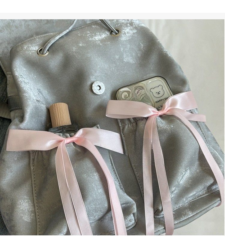 Women's Fashion Nylon Canvas Bow Backpack_voghion.com