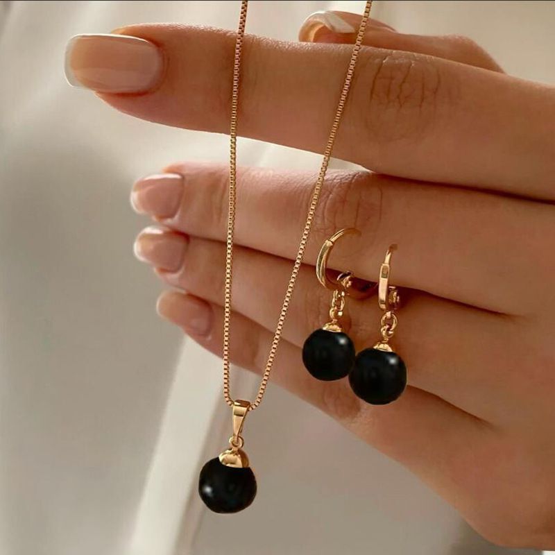Set di orecchini e collane pendenti versatili per donna, gioielli di alta qualità, semplice ed elegante, con catena a clavicola di perle._voghion.com