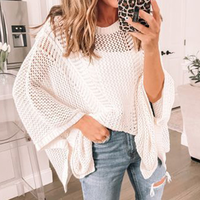 Sexy Style Vacation Knitted Loose Mesh Hollow Beach Bikini Cover-Up_voghion.com