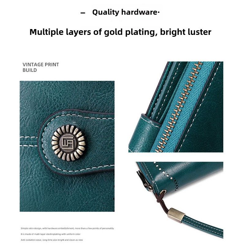 Damen-Geldbörse aus Leder mit RFID-Blockierung, dreifach faltbar, geprägt, lange Clutch, Kartenhalter, Telefon, Scheckheft-Organizer_voghion.com