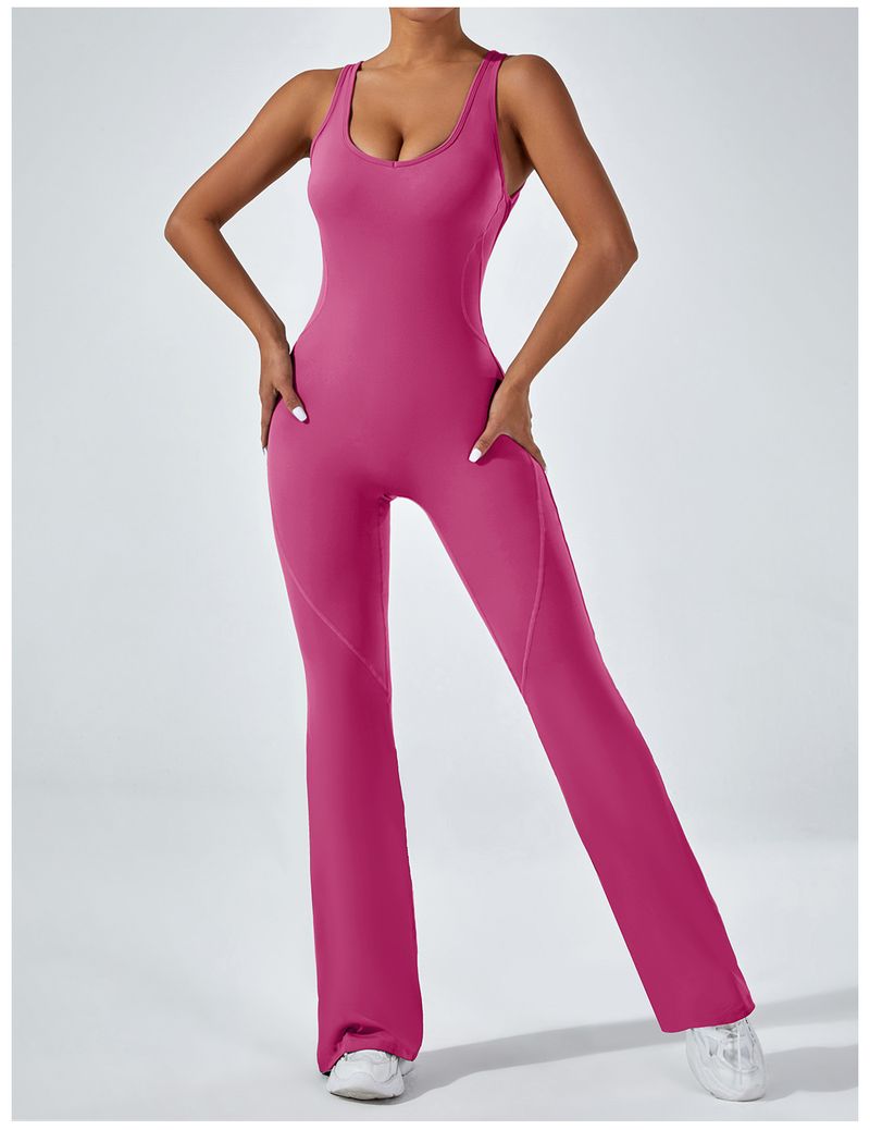 European And American Style Tight-Fitting Backless Yoga Hip-Lifting Sports Fitness Suit Wide-Leg Pants Tummy-Control_voghion.com