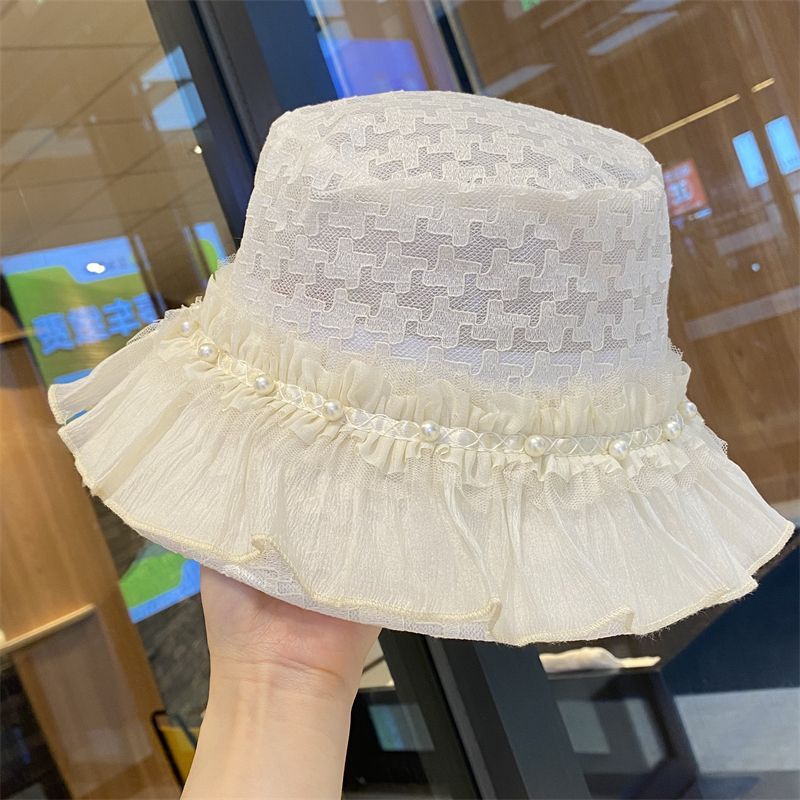Nuovo cappello da sole versatile estivo da donna con secchiello in pizzo e piccola vaschetta per la protezione solare_voghion.com