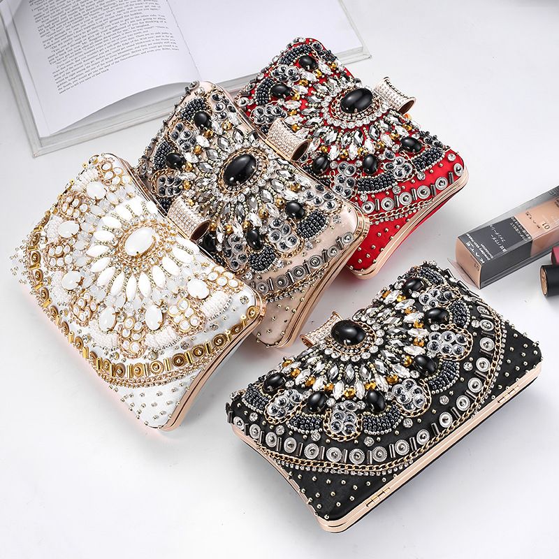 Borsa da sera da donna con strass, nuova pochette da sposa, ricamata a mano con perline e diamanti, per banchetti_voghion.com