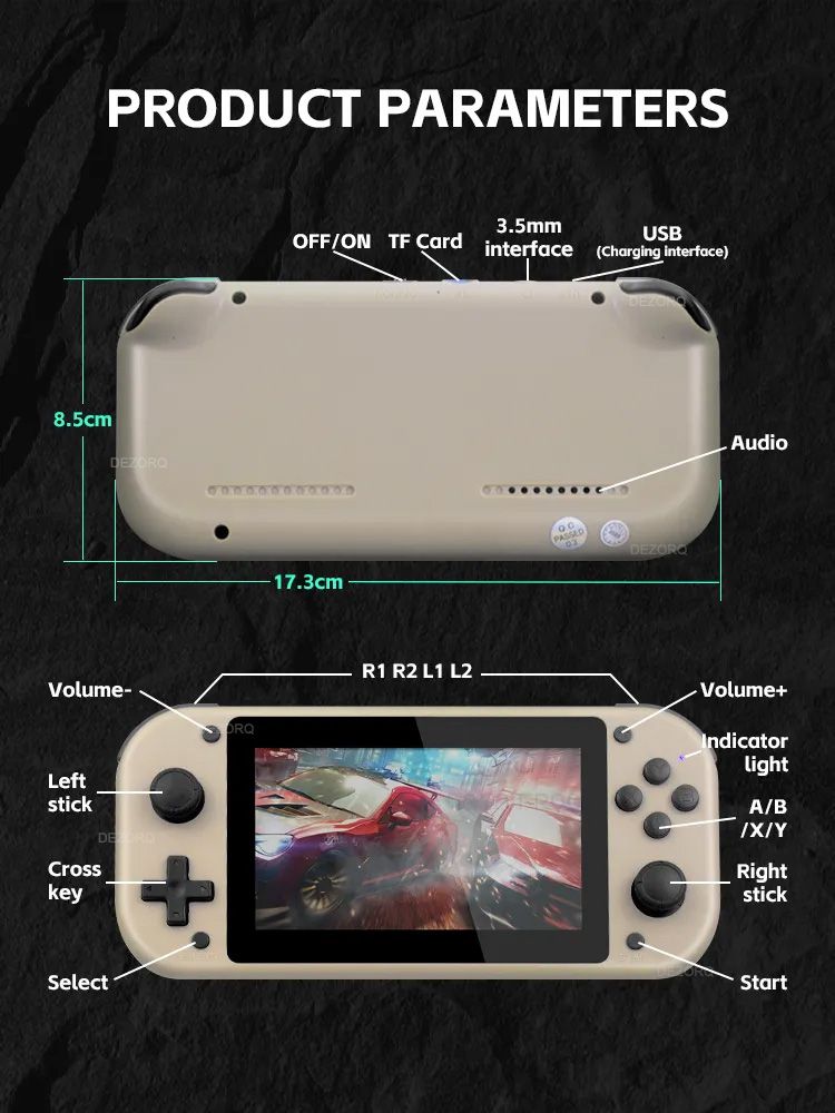 M17 Handheld Console 64G 128G Portable Retro Video Game 15000+ Games 4.3 Inch Screen Emuelec Emulator Gaming Consola_voghion.com