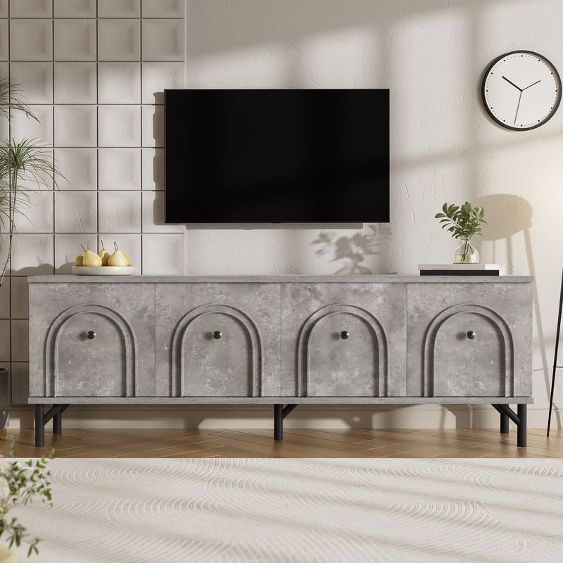 Modernes 4-türiges TV-Board In Grau, 160 Cm, Con Soft-Close-Scharnieren, Für Wohnzimmer_voghion.com