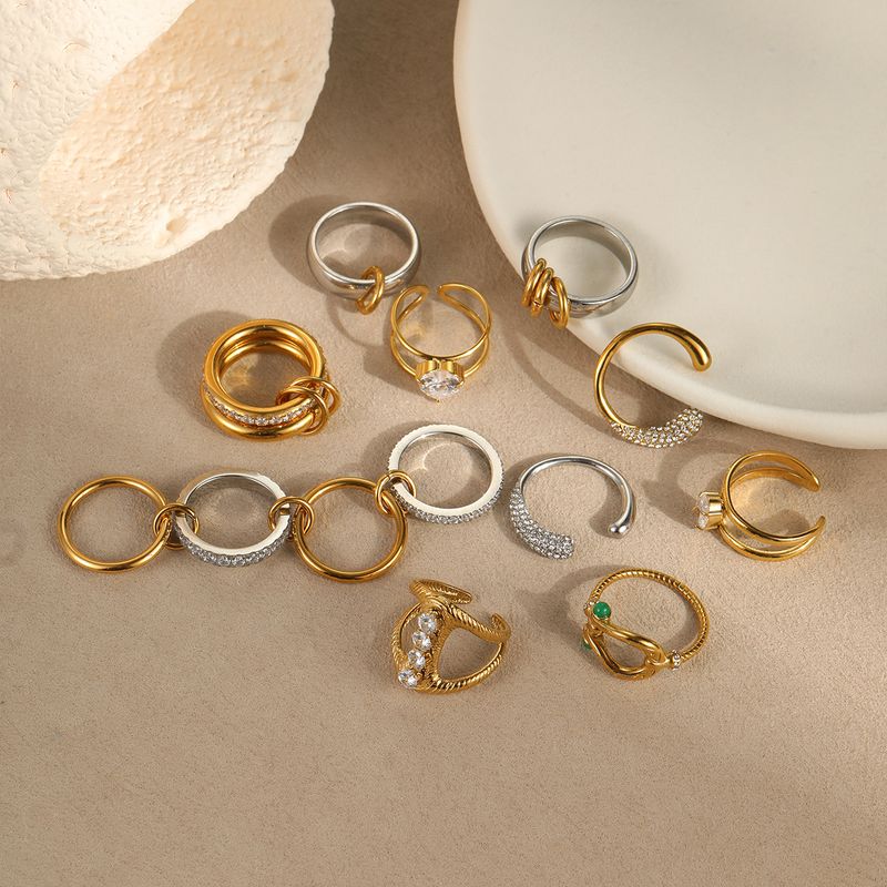 Anelli Hit Multi Ring Anello impilabile Metallico INS Stile Moda Acciaio inossidabile Placcato Oro 18K Anello di personalità_voghion.com