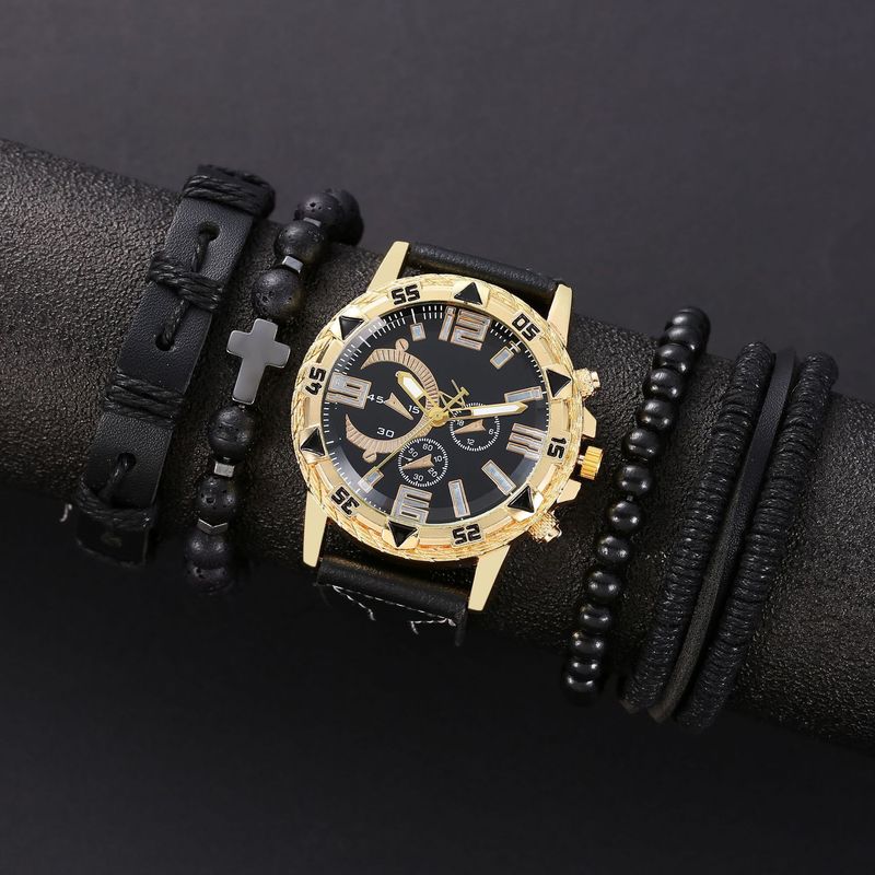 Three-eye Quartz Big Gold Watch Fashion Luxury Business Beaded Versatile Suit To Work Daily Birthday Anniversary Valentine's Day Gift_voghion.com