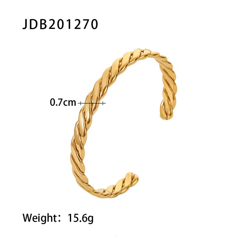 INS French New Women's Fashion Simple Titanium Stainless Steel Vacuum Gold Plated Thick Cuban Chain Bracelet_voghion.com