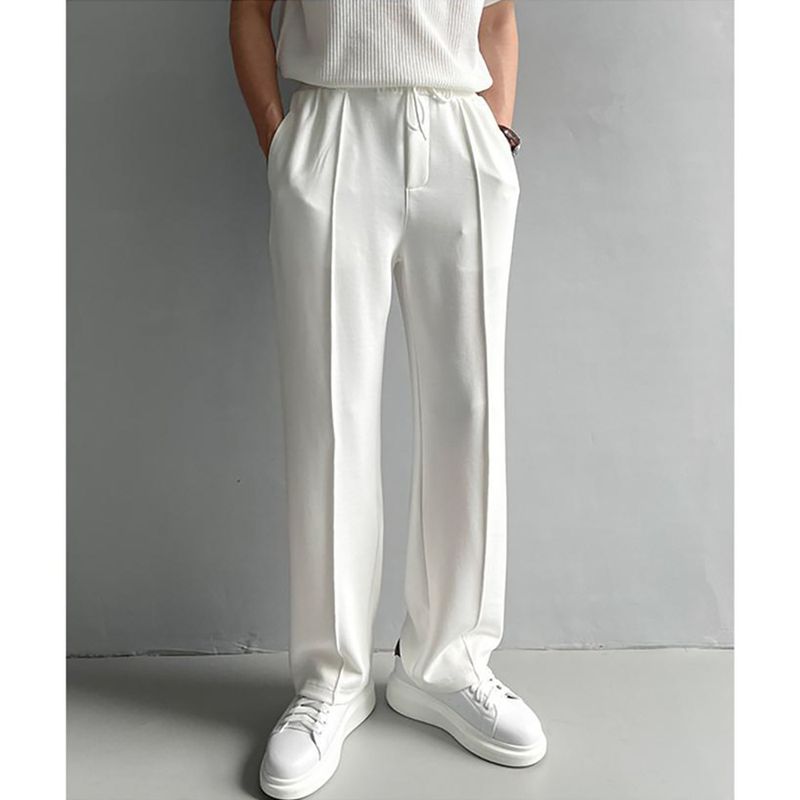 Calças casuais simples de nicho para roupas masculinas, novas calças de moletom soltas de renda, pernas largas e versáteis, calças compridas retas_voghion.com