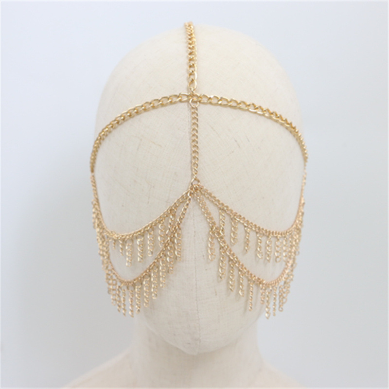 MW2925 Accessori per capelli europei e americani moda catena in metallo onda nappa catena copricapo accessori per capelli fascia_voghion.com