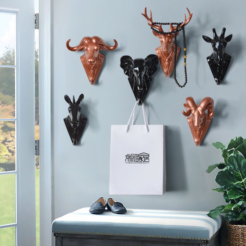 Nordijska Ustvarjalna Živalska Glava Dekoracija Kavelj Smola Jelenova Glava Stenska Dekoracija Stenska Viseča Ključ Stenska Viseča Kavelj za Oblačila_voghion.com