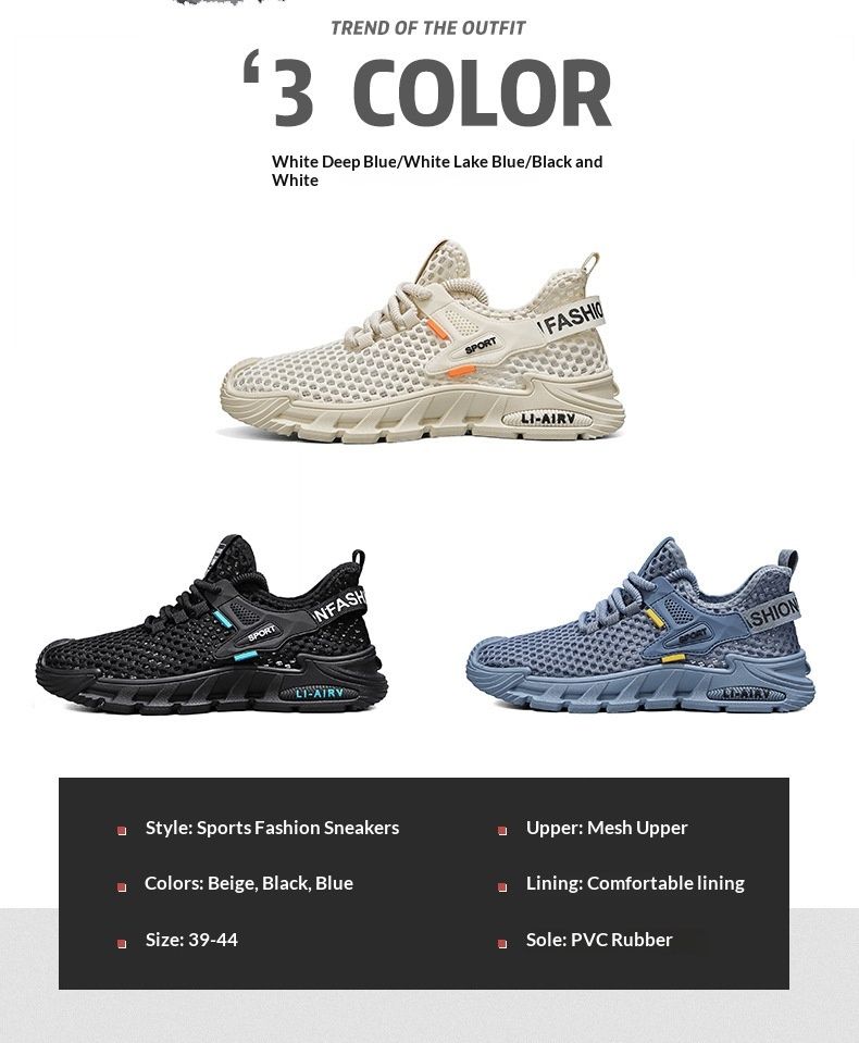 Glide Summer Breathable Thin Men's Running Soft Sole Lightweight Sports Casual Shoes Large Mesh Hollow Design_voghion.com