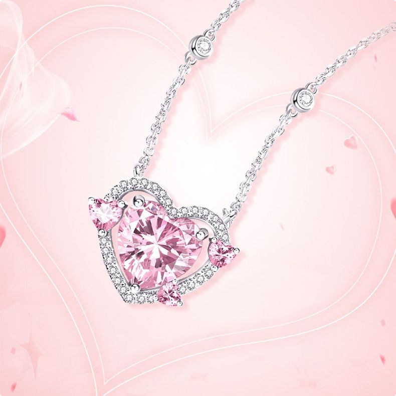 Collier avec pendentif en forme de cœur en argent sterling 925 pour femme, élégant et minimaliste, chaîne croisée, cadeau tendance_voghion.com