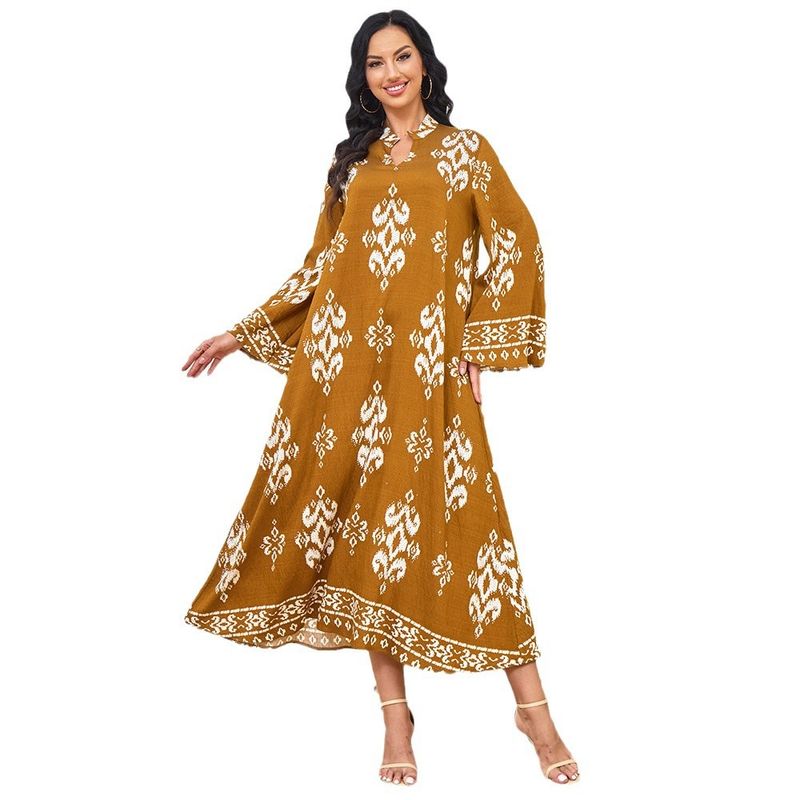 Fábrica de roupas muçulmano robe saia longa moda impressão dubai vestido de festa de viagem feminino_voghion.com
