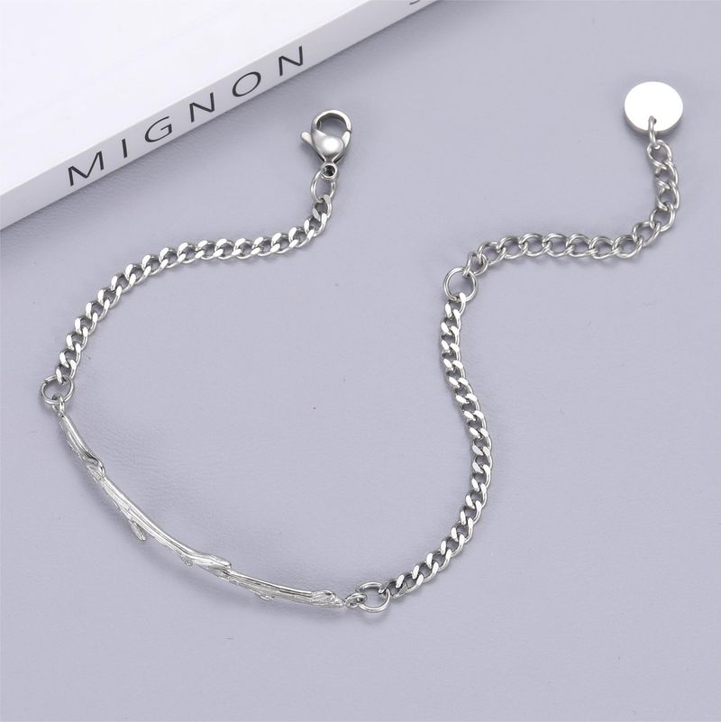 High Grade Mountain With Wood And Wood With Branches Men And Women Bracelet Titanium Steel Ins Style Couple Model Valentine's Day Gift Bracelet_voghion.com