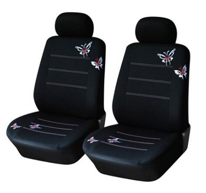 Universal-Sitzbezug, schwarze Schmetterlings-Stickerei, Autositzkissen, 9-teiliges Set_voghion.com