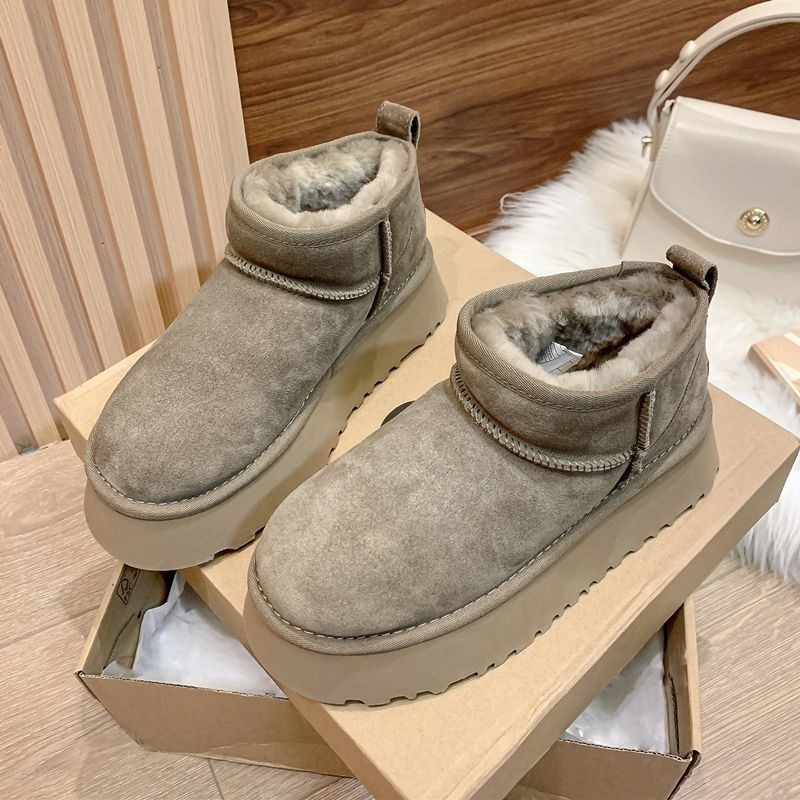 MCDV Neue Winter Frauen Kurze Plüsch Warme Schnee Wohnungen Casual Wildleder Pelz Stiefeletten Plattform Damen Schuhe Botas Mujer_voghion.com