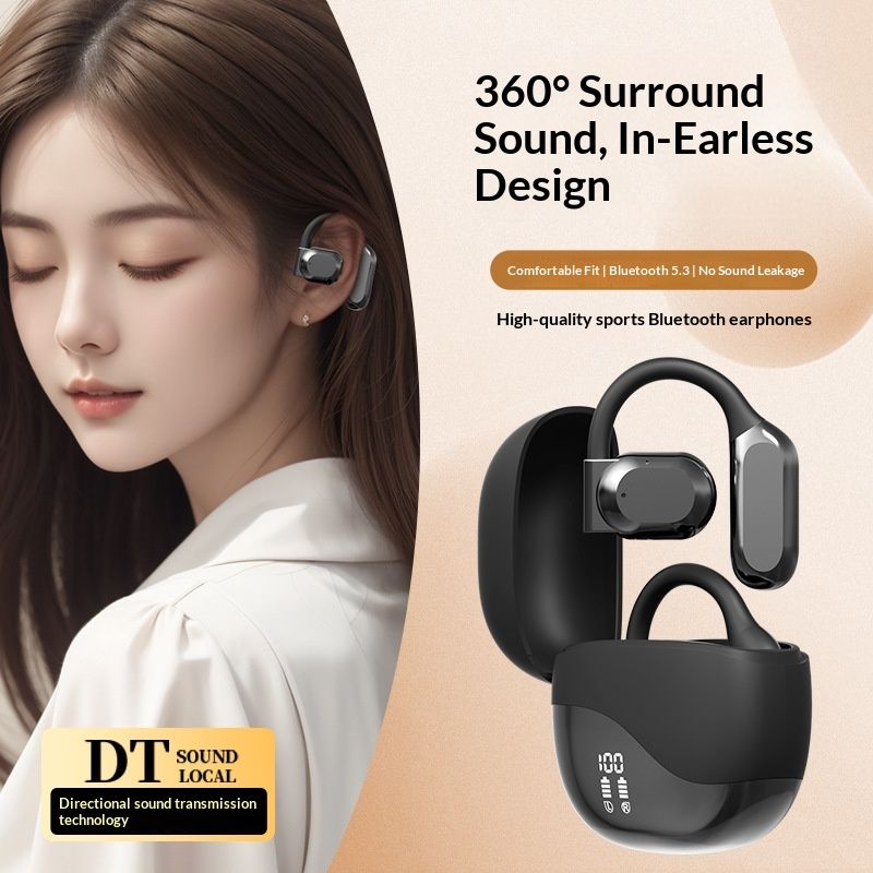 Cuffie sportive OWS con traduzione transfrontaliera, wireless, Bluetooth, con gancio auricolare, a conduzione ossea, a lunga durata, con batteria integrata_voghion.com