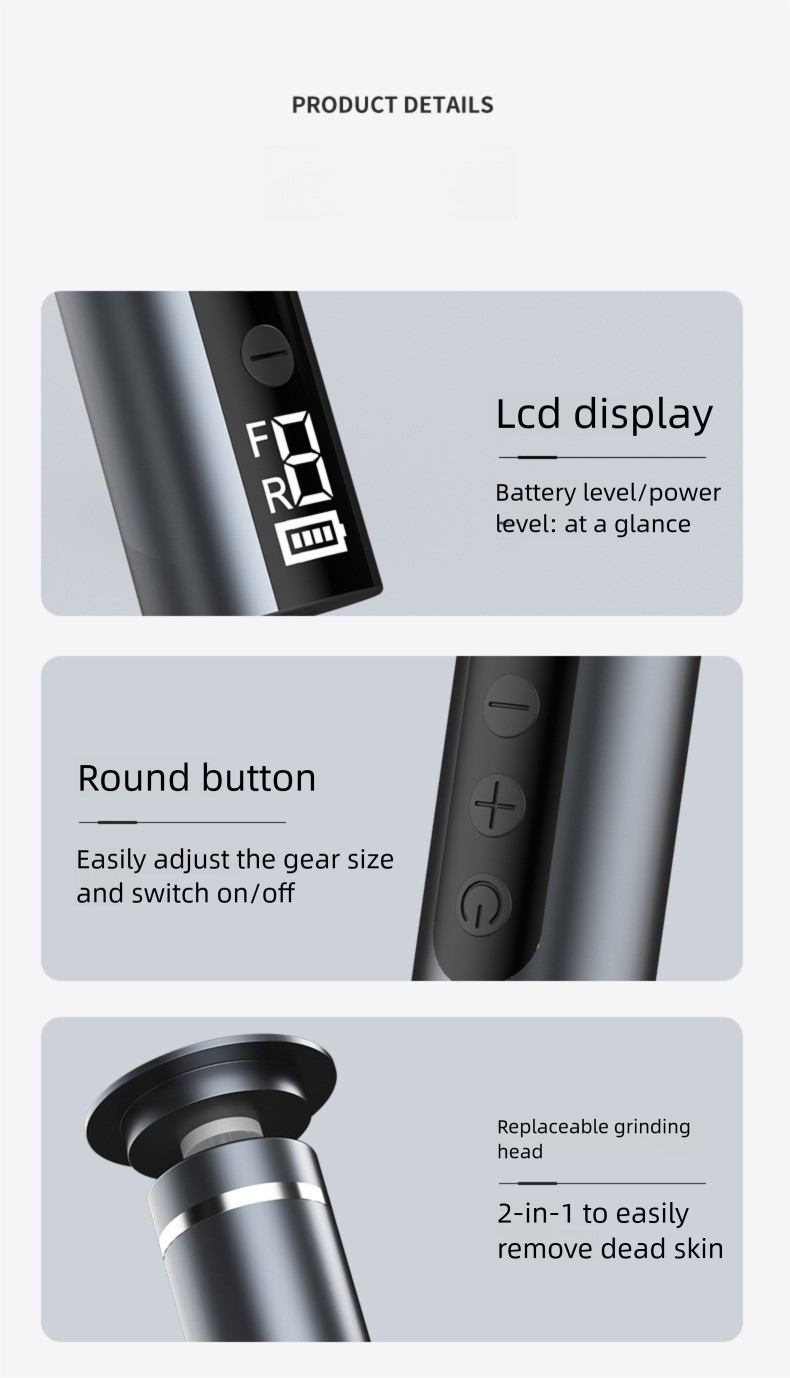 Electric Nail Drill And Foot File 2-in-1 Digital Display Rechargeable Callus Remover Dust Collector Pedicure Tool_voghion.com