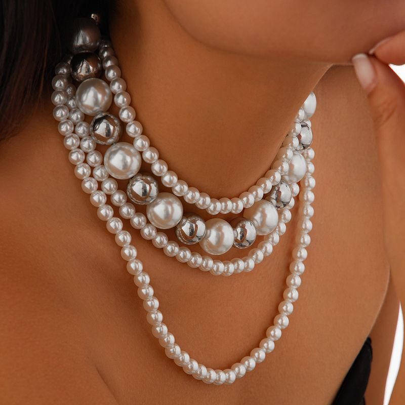 Collier Femme Collier Doré Pendentif Collier Bijoux En Or Personnalité Multicouche Perle Ras Du Cou Baroque Exagéré Longue Chaîne De Clavicule_voghion.com