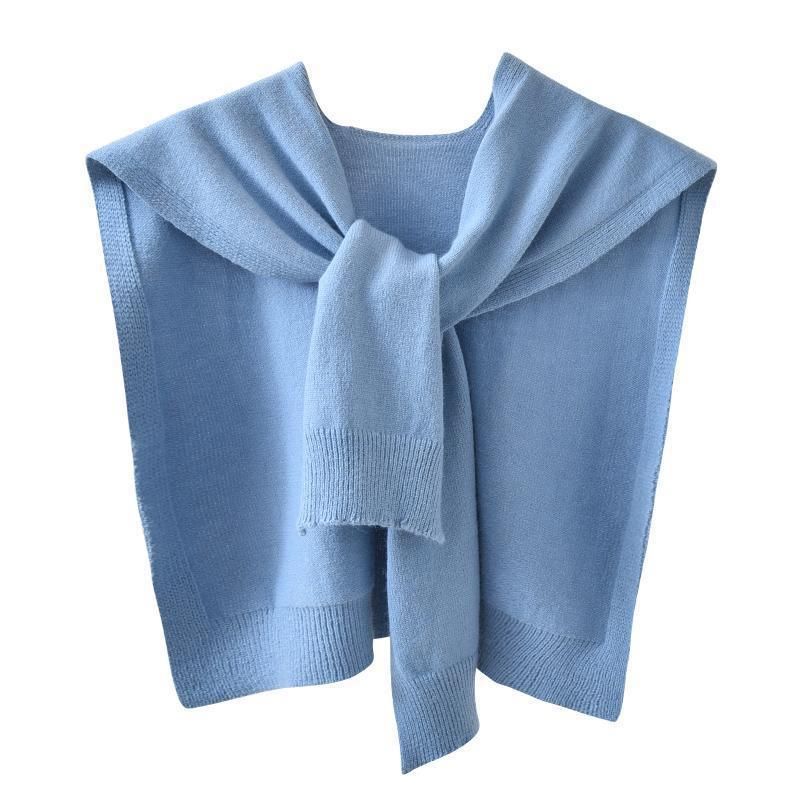 Cored Yarn Knitted Spring And Fall Shawl, Solid Color Shoulder, Summer Thin Cardigan, Knotted False Collar_voghion.com