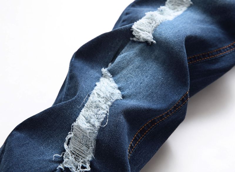 Jeans décontractés pour hommes, coupe slim, déchirés et personnalisés, pour le commerce transfrontalier, élégants et polyvalents_voghion.com