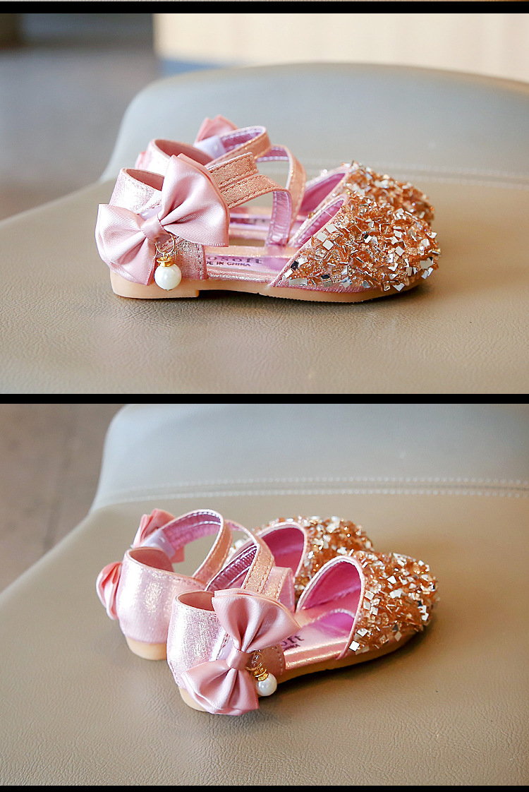 Chaussures de princesse simples à paillettes pour filles, édition coréenne, nouvelle collection printemps/été 2024_voghion.com