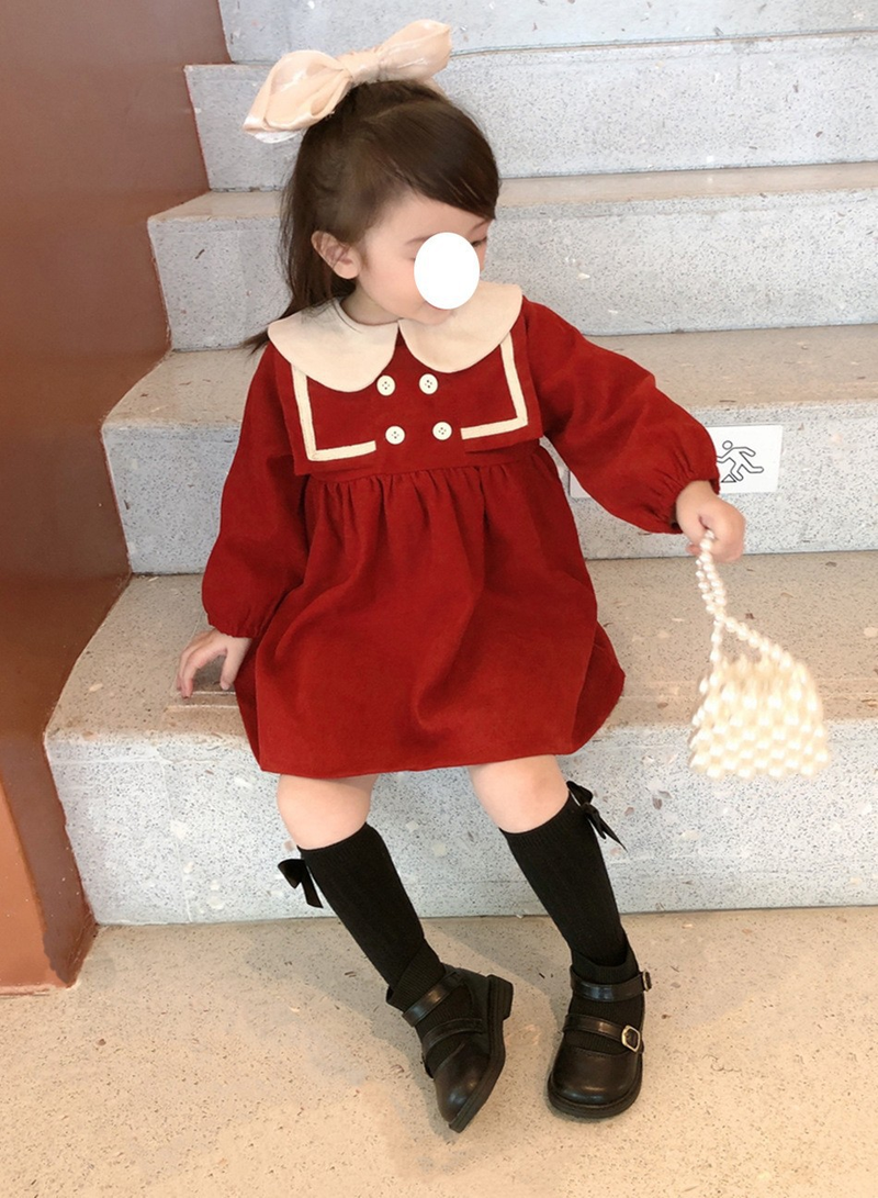 Vestito da bambina per bambina primaverile a maniche lunghe alla moda francese dolce principessa autunnale e coreana_voghion.com