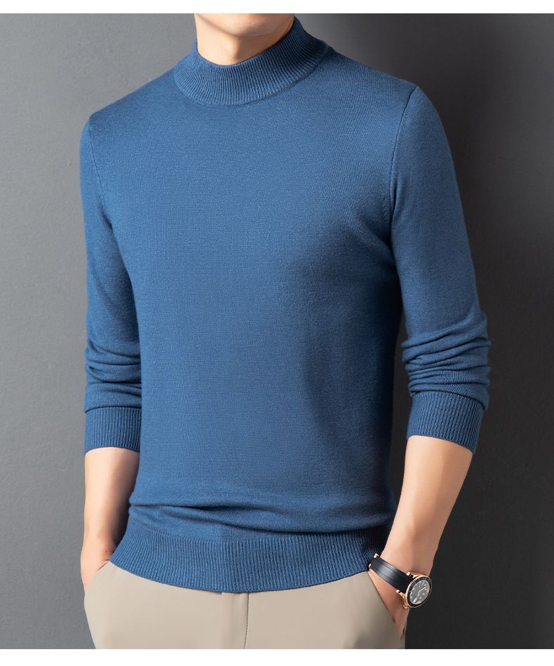 Herbst und Winter Halbhoher Kragen Precision Edition Dicker Herren Strickpullover mit Kapuze_voghion.com