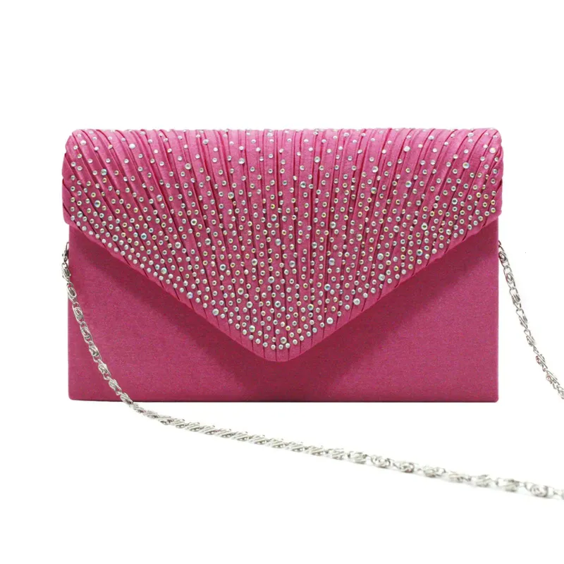 Pochette eleganti da donna alla moda, borsa a tracolla in raso con catena sottile, borse da sera abbinate per feste e banchetti_voghion.com