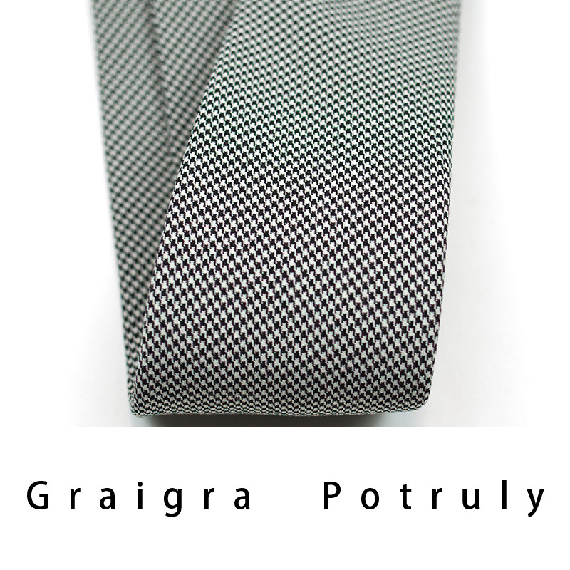 Abito e cravatta pied de poule da uomo, cravatta casual grigio marrone da 7,5 cm, moda scozzese da lavoro retrò per donna_voghion.com