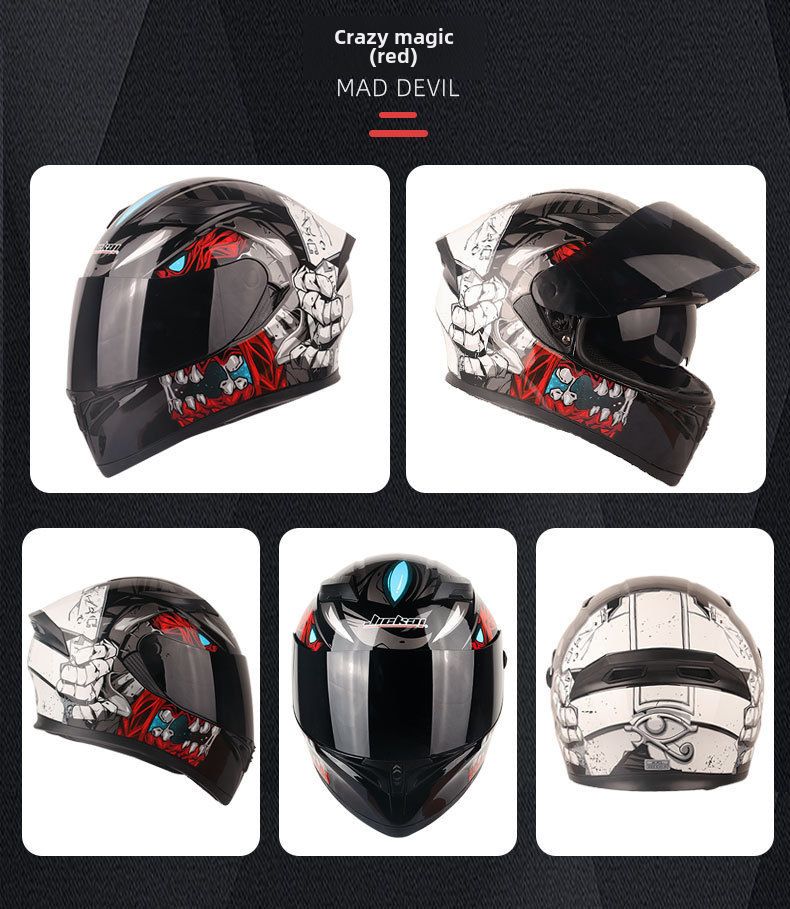 Doppellinsen-Motorradhelm Herren-Trailrunning-Helm Elektrischer Damen-Winter-Vollschutzhut-Integralhelm_voghion.com