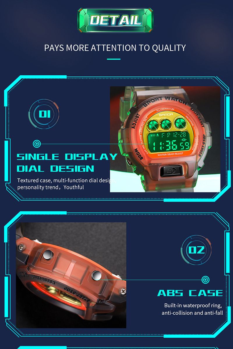 Nyt enkelt display gennemsigtig rem til mænd og kvinder, moderigtigt personlighedsur med lysende og vandtæt rem_voghion.com